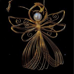 Handmade Metal Xmas Angel Ornament Vintage